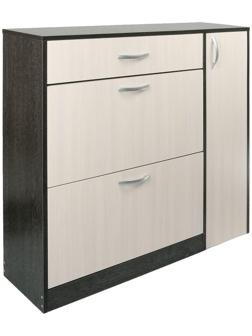 Обувница с дверью, 1060х280х960, Венге темный/Венге светлый