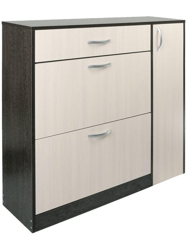 Обувница с дверью, 1060х280х960, Венге темный/Венге светлый