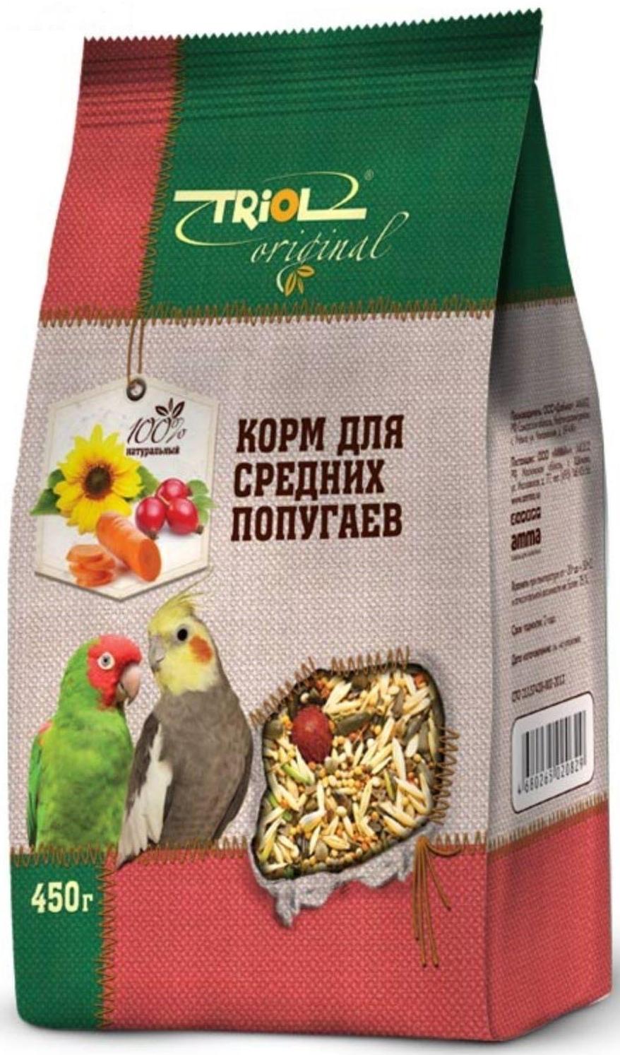Корм Triol для средних попугаев, 450 г.