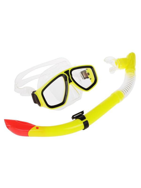 Набор для ныряния маска с трубкой. Цвета: желтый, зеленый и синий в ассорт.