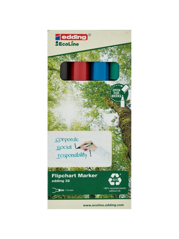 Набор маркеров для флипчартов EDDING 32 Ecoline, 1-5 мм, 4 цвета. карт кор