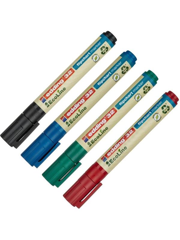 Набор маркеров для флипчартов EDDING 32 Ecoline, 1-5 мм, 4 цвета. карт кор