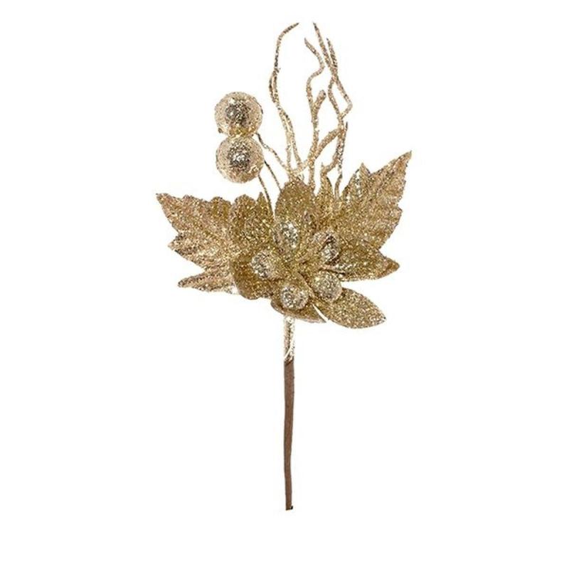 Украшение новогоднее Цветок, золотистый L10 W7 H17 см, 4в. 261894