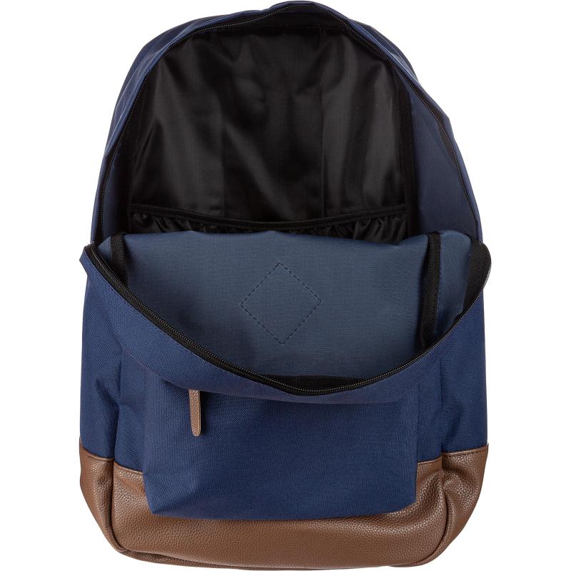Рюкзак молодежный №1 School синий+ коричн.кож.зам