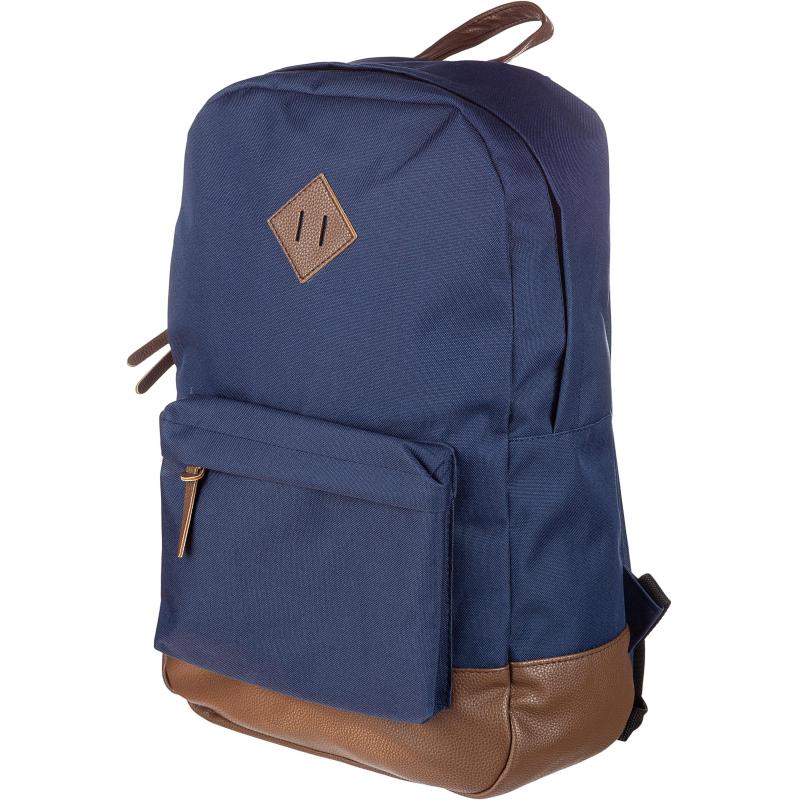 Рюкзак молодежный №1 School синий+ коричн.кож.зам
