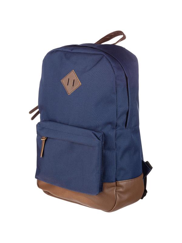 Рюкзак молодежный №1 School синий+ коричн.кож.зам