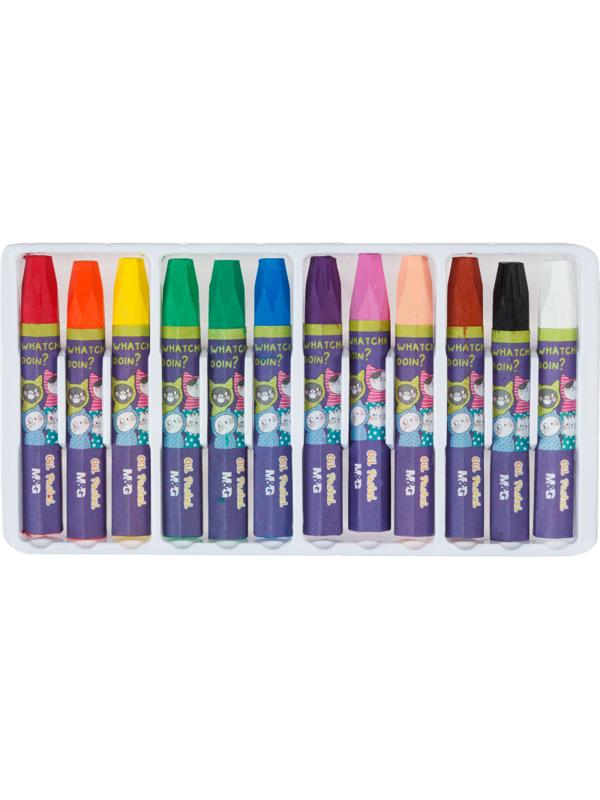 Пастель масляная M&G, 6-гран, 12 цветов- в наборе