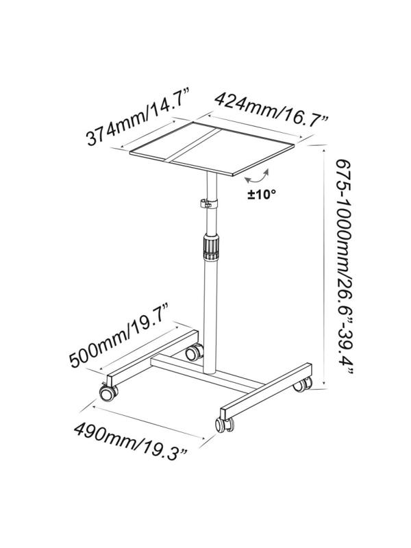 Столик проекционный Cactus CS-VM-PT01 до 23 кг, 1 полка, колеса, мобильный
