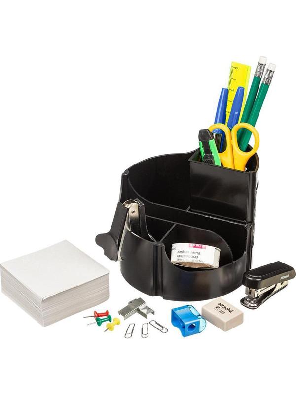 Набор настольный Attache Оптима 17 предметов 6отделений черный вращающийся