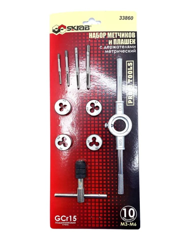 Набор метчиков и плашек Skrab 33860 с держателями, метрический / 10 предметов