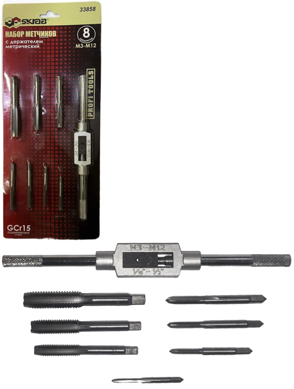 Набор метчиков Skrab 33858 с держателем, метрический / 8 предметов