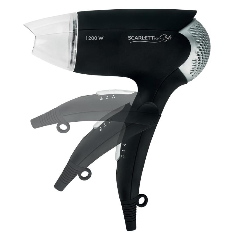Фен SCARLETT SC-HD70IT02 черный,1300Вт, складная ручка, ионизация