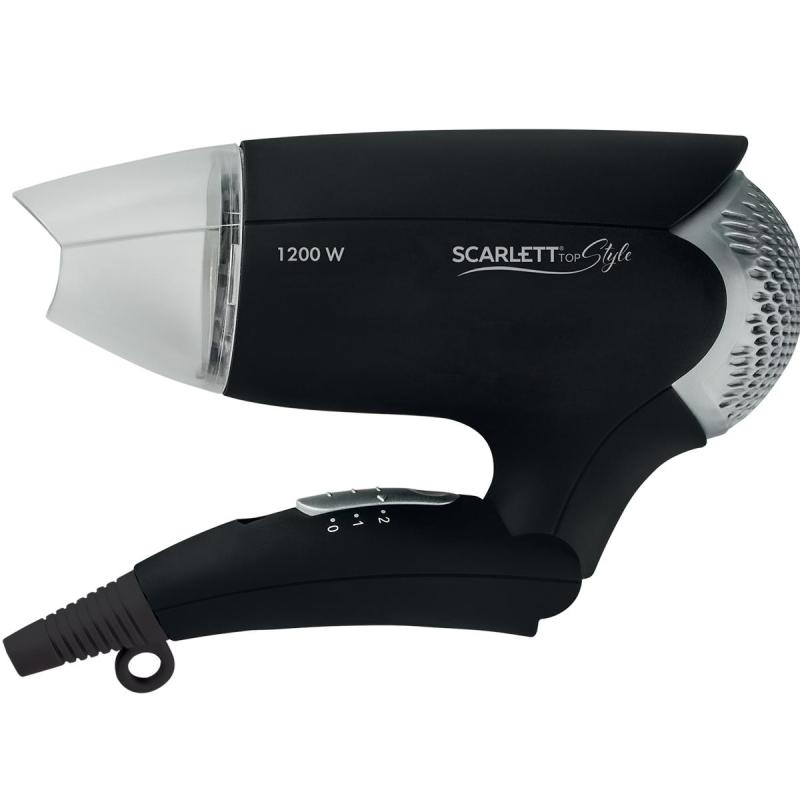 Фен SCARLETT SC-HD70IT02 черный,1300Вт, складная ручка, ионизация