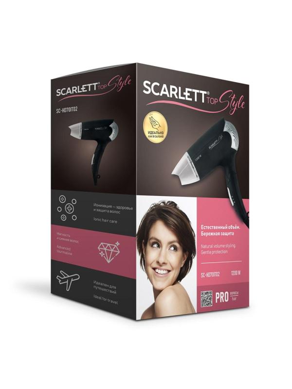 Фен SCARLETT SC-HD70IT02 черный,1300Вт, складная ручка, ионизация