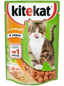 Влажный корм Kitekat для кошек, курица в соусе, пауч 85 г