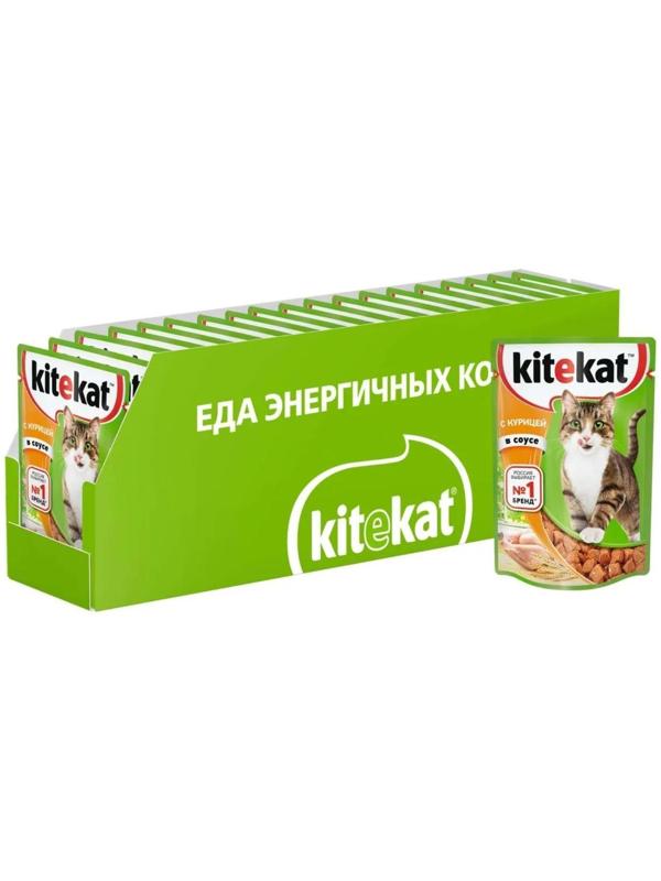 Влажный корм Kitekat для кошек, курица в соусе, пауч 85 г