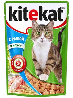 Влажный корм KiteKat для кошек, рыба в соусе, пауч, 85 г