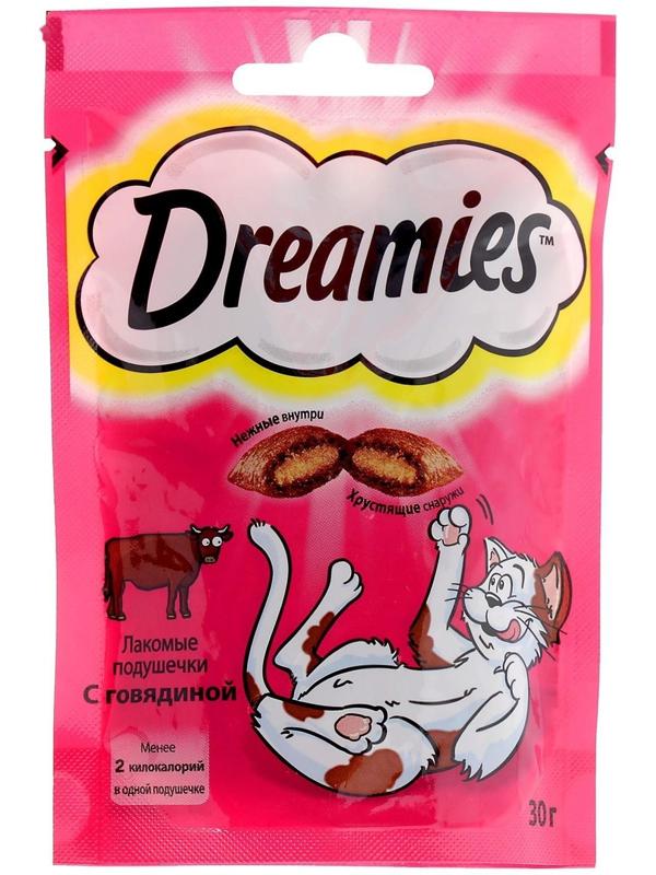 Лакомство Dreamies для кошек, говядина, 30 г