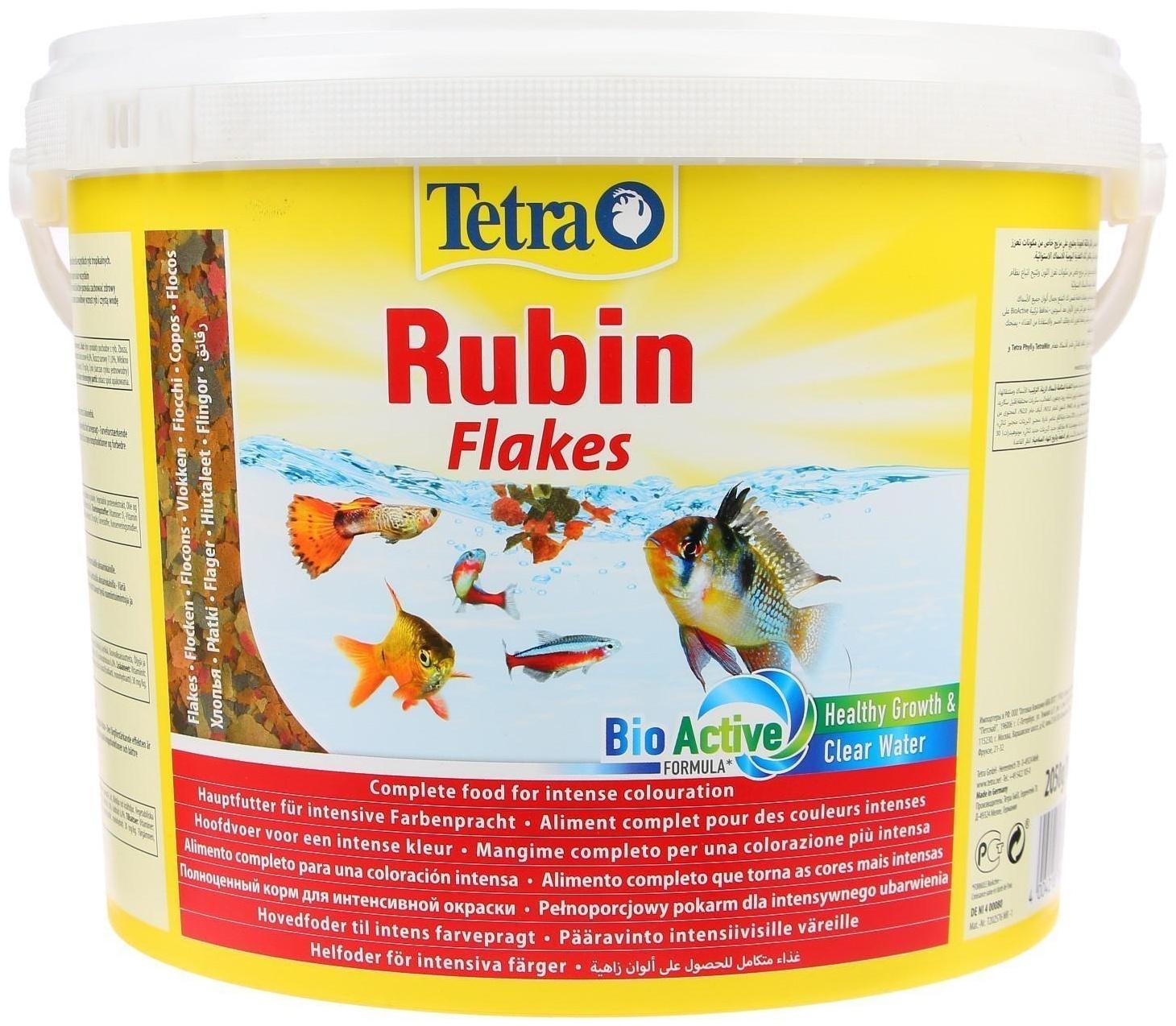 Корм TetraRubin для рыб, хлопья для окраса, 10 л.