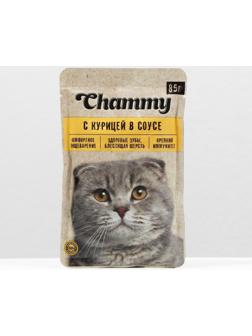 Влажный корм Chammy для кошек, курица, кусочки в соусе, пауч, 85 г