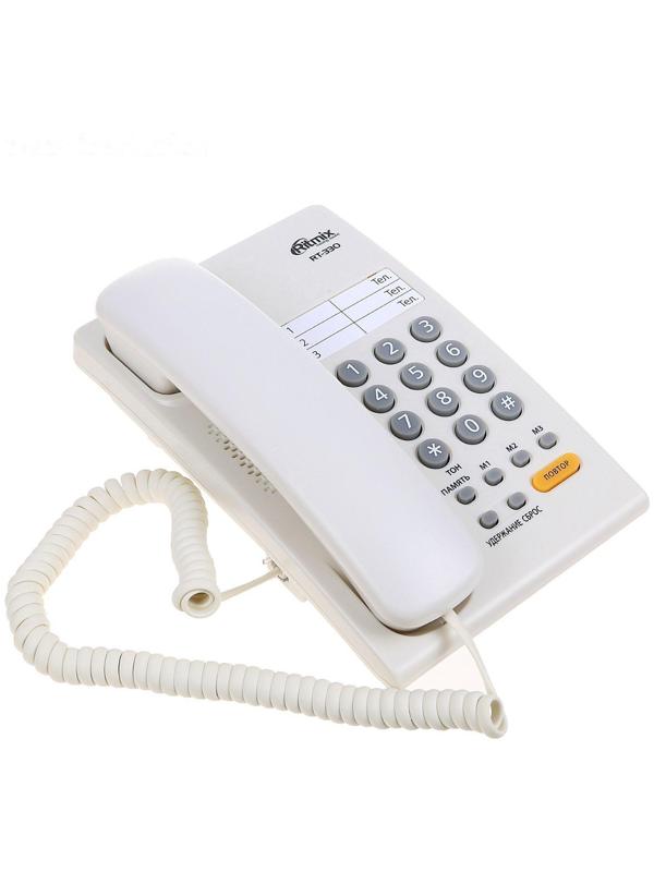 Проводной телефон Ritmix RT-330, мелодия на удержании звонка, Hi-Low, белый