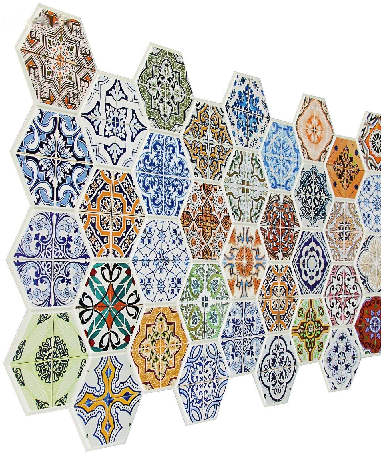 Панель ПВХ Граненый шестигранник Пэчворк 973*492