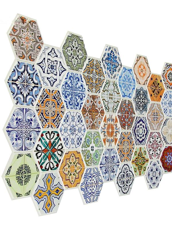 Панель ПВХ Граненый шестигранник Пэчворк 973*492