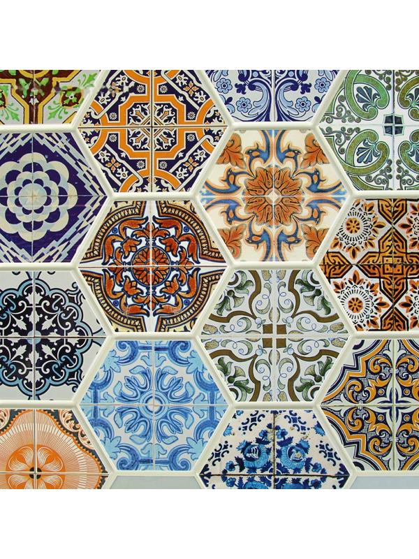 Панель ПВХ Граненый шестигранник Пэчворк 973*492