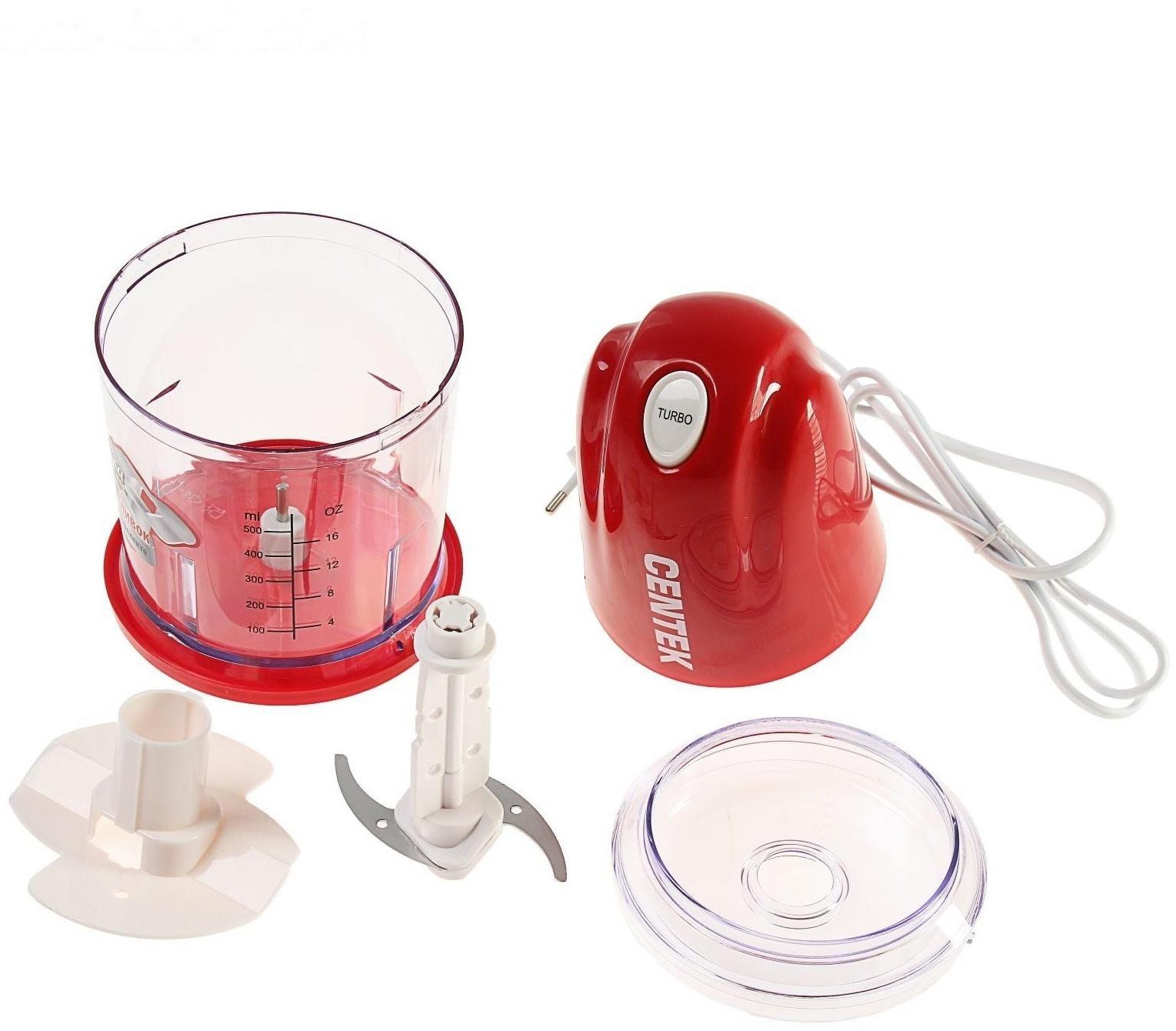 Измельчитель Centek CT-1391, чоппер, пластик, 350 Вт, 0.5 л, красный