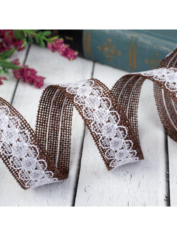 Лента из джута «Кружево», 20 мм, 4,5 ± 0,5 м, цвет коричневый
