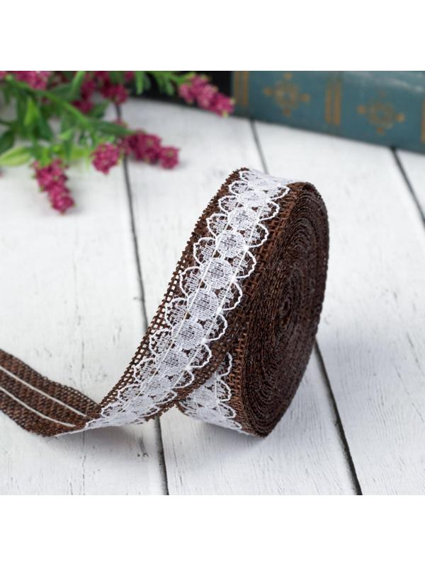 Лента из джута «Кружево», 20 мм, 4,5 ± 0,5 м, цвет коричневый