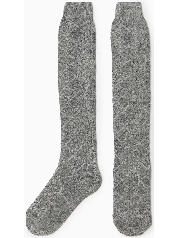 Получулки женские шерстяные Фактурная вязка цвет серый, размер 25