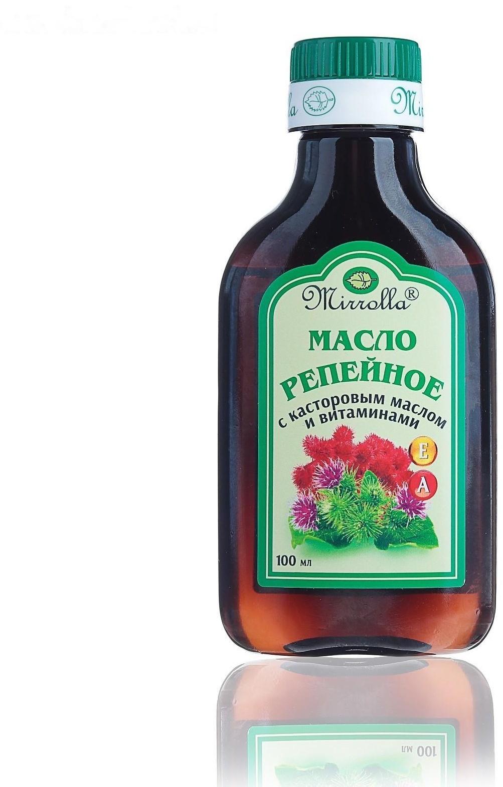 Репейное масло Mirrolla с касторовым маслом и витаминами, 100 мл