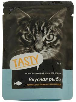 Влажный корм Tasty для кошек, рыба в желе, пауч, 85 г