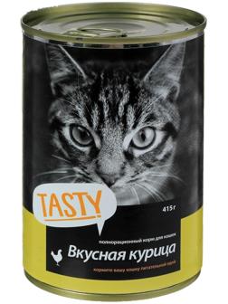 Влажный корм Tasty для кошек, курица в соусе, ж/б, 415 г