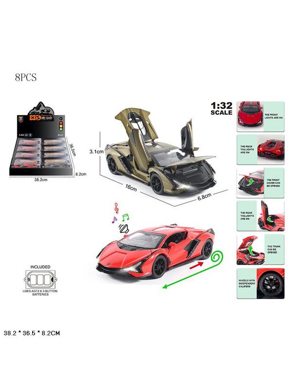 Машина металл., звук, свет, в отдельной коробке, 8шт в дисплее №A88Z32N-E