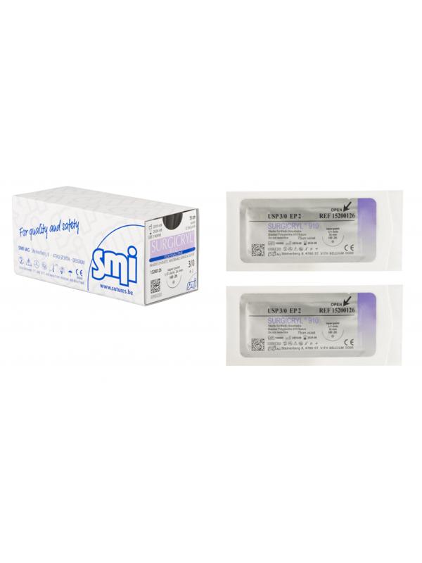 Шовный материал Сургикрил 3/0, 75 см, кол. 26 мм, 1/2 15200126 12шт/уп