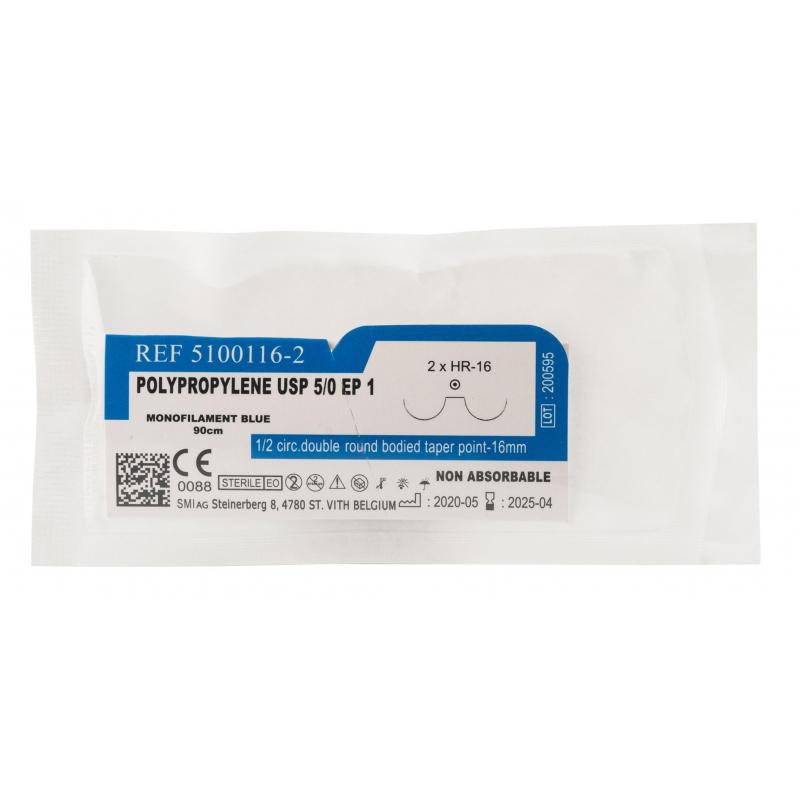 Шовный материал Полипропилен 5/0, 90см, Кол. 16 ммх2, 1/2 5100116-2 12шт/уп