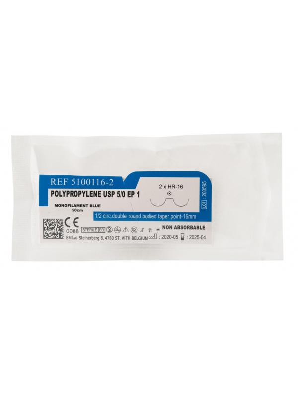 Шовный материал Полипропилен 5/0, 90см, Кол. 16 ммх2, 1/2 5100116-2 12шт/уп