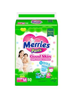 Подгузники -трусики для детей MERRIES Good Skin  М/ 7-12 кг  50 шт/уп
