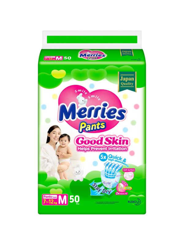 Подгузники -трусики для детей MERRIES Good Skin  М/ 7-12 кг  50 шт/уп