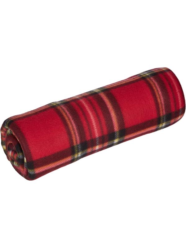 Плед флис Luscan , размер 130x170, 160 гр/м2, клетка красная