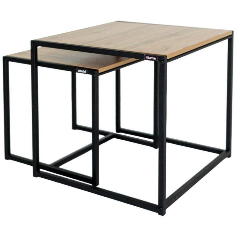 Стол журнальный TI_Attache Онега-2 590x640x555 мет чер/ЛДСП дуб вотан