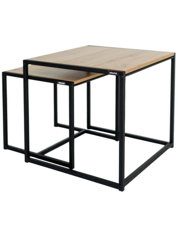 Стол журнальный TI_Attache Онега-2 590x640x555 мет чер/ЛДСП дуб вотан