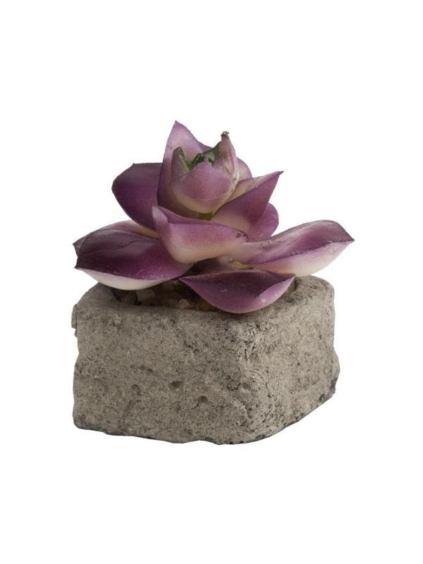 Цветок искусственный декоративный Розовый Суккулент в кашпо/8см арт.88211