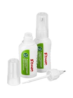 Корректирующая ручка жидкость 12мл КОМУС 2в1 метал.након.+кисть