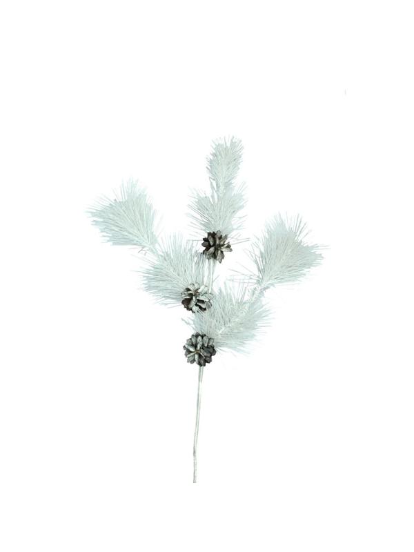 Украшение новогоднее Ветка хвойная с шишк 60см,белая леска d-100(10) В260-2