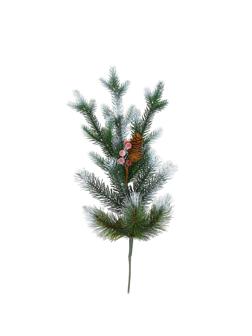 Украшение новогоднее Ветка хвойн с шишк,ягод заснеж 55см,РЕ/Леска, В355-13