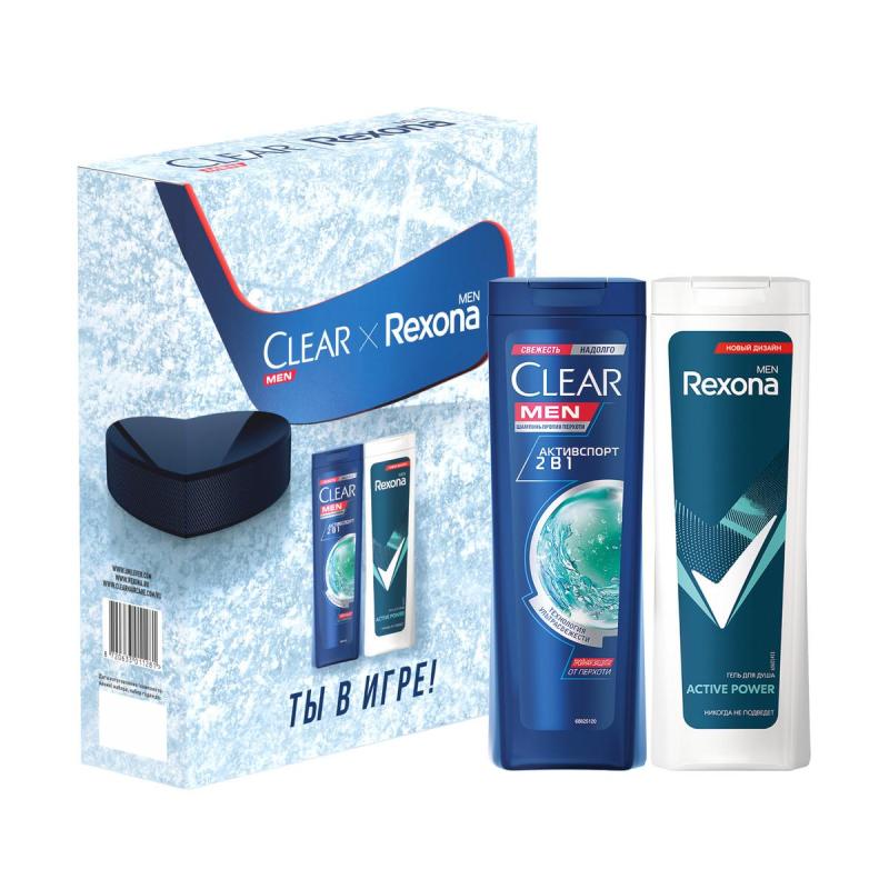 Подарочный набор Ты в Игре! Clear шамп 200мл, Rexona гель д/душ 180мл