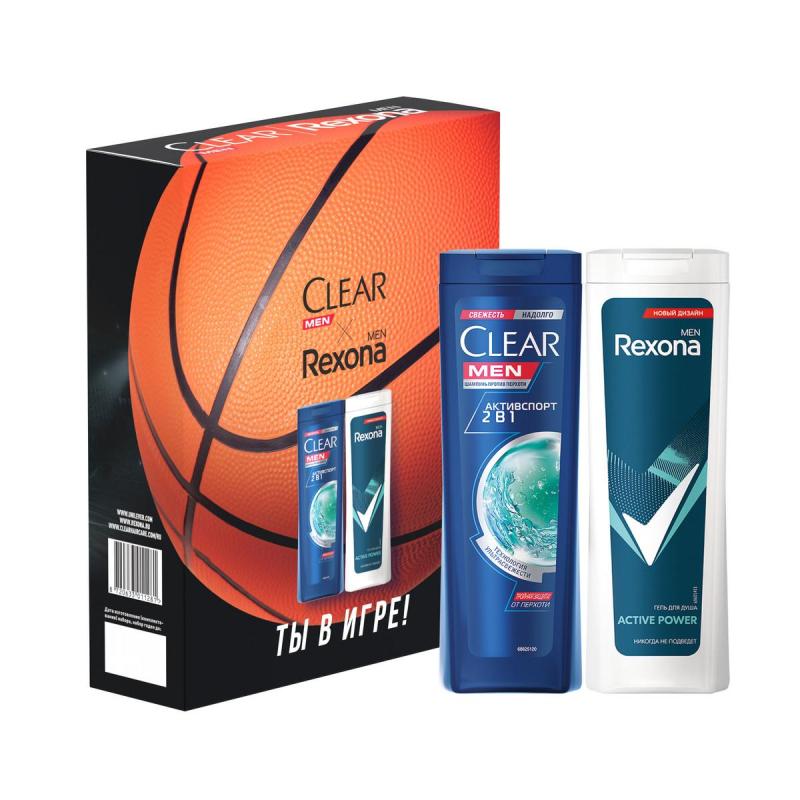 Подарочный набор Ты в Игре! Clear шамп 200мл, Rexona гель д/душ 180мл